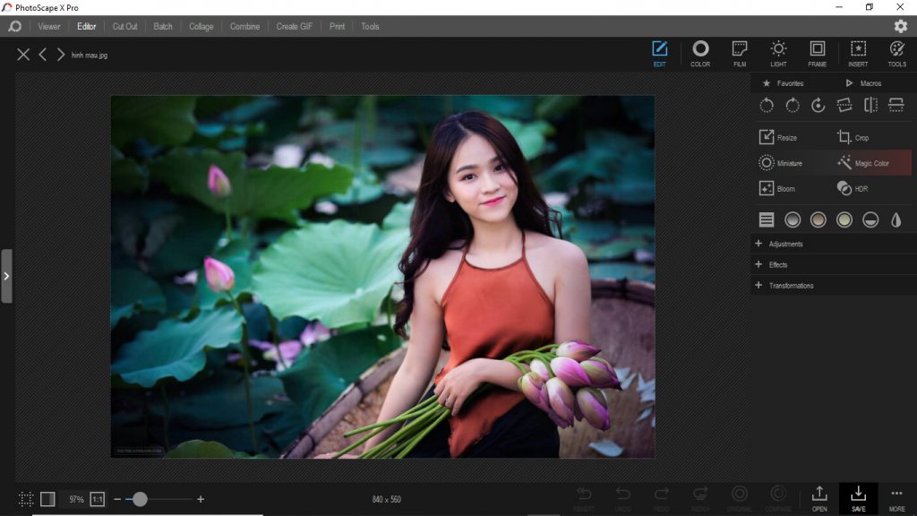 Phần mềm chỉnh sửa ảnh PhotoScape X